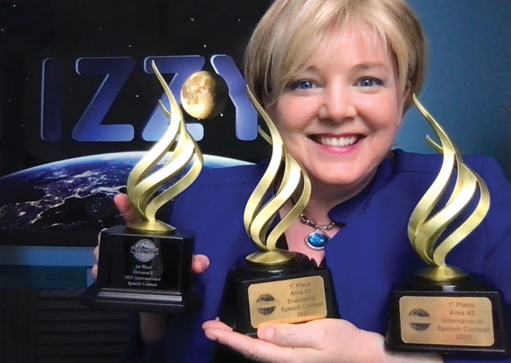 Izzy with Toastmaster International speech awards